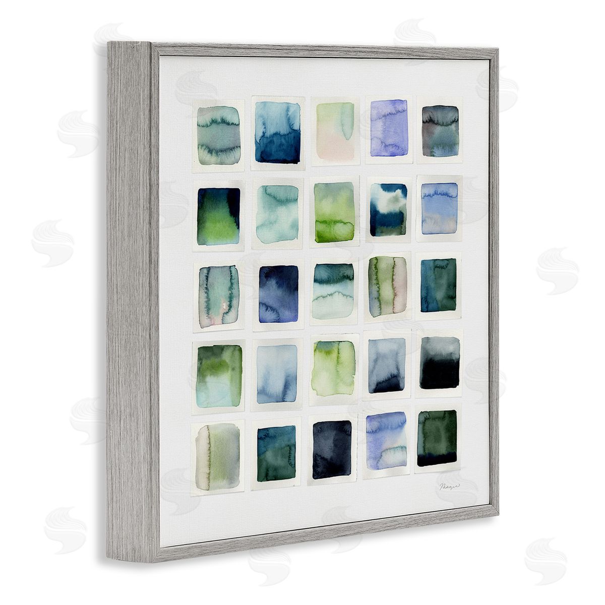 Watercolor Patterned Squares Grey Frame Print Wall Art, Home Decor by Stephanie Ryan