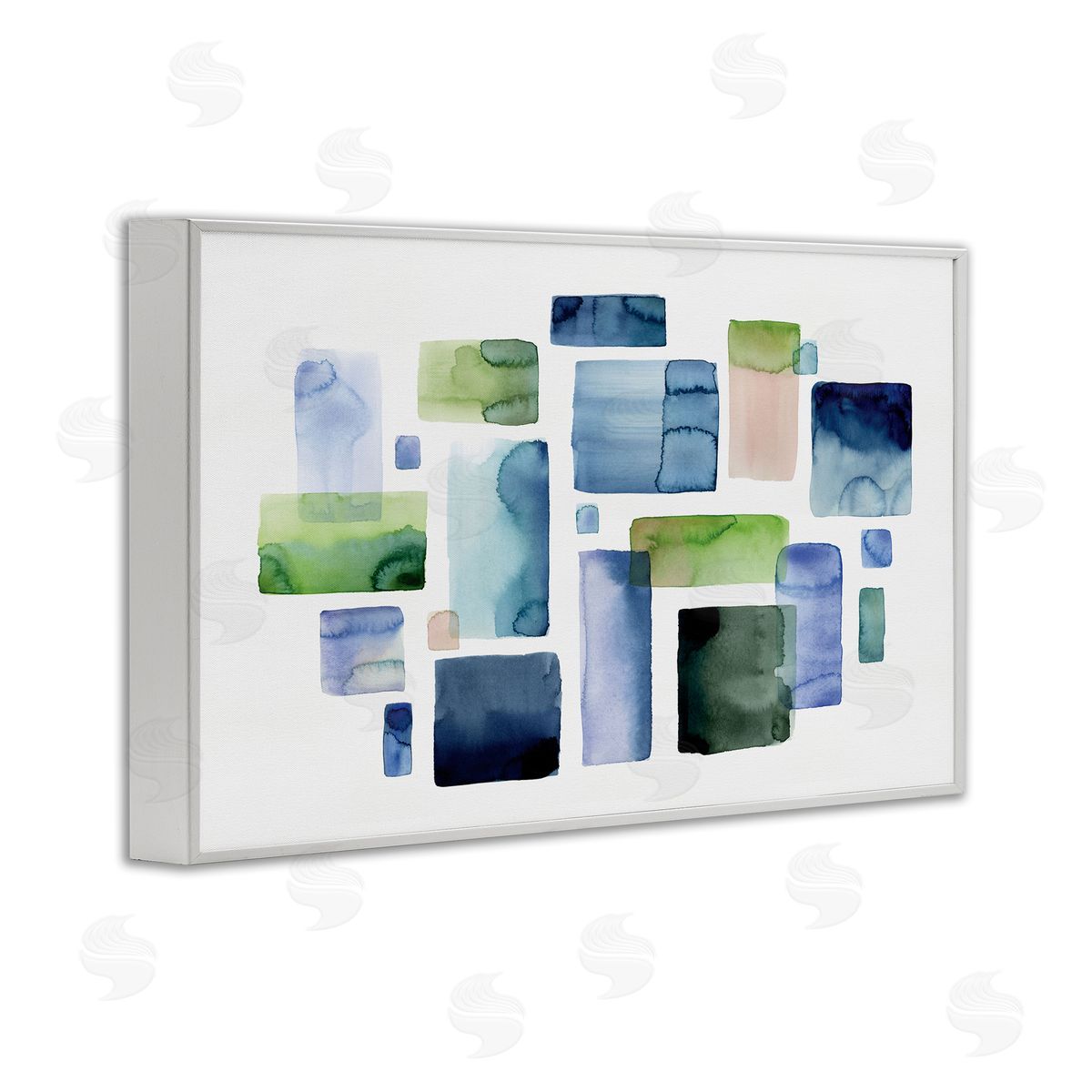 Asymmetrical Watercolor Shapes White Frame Print Wall Art, Home Decor by Stephanie Ryan