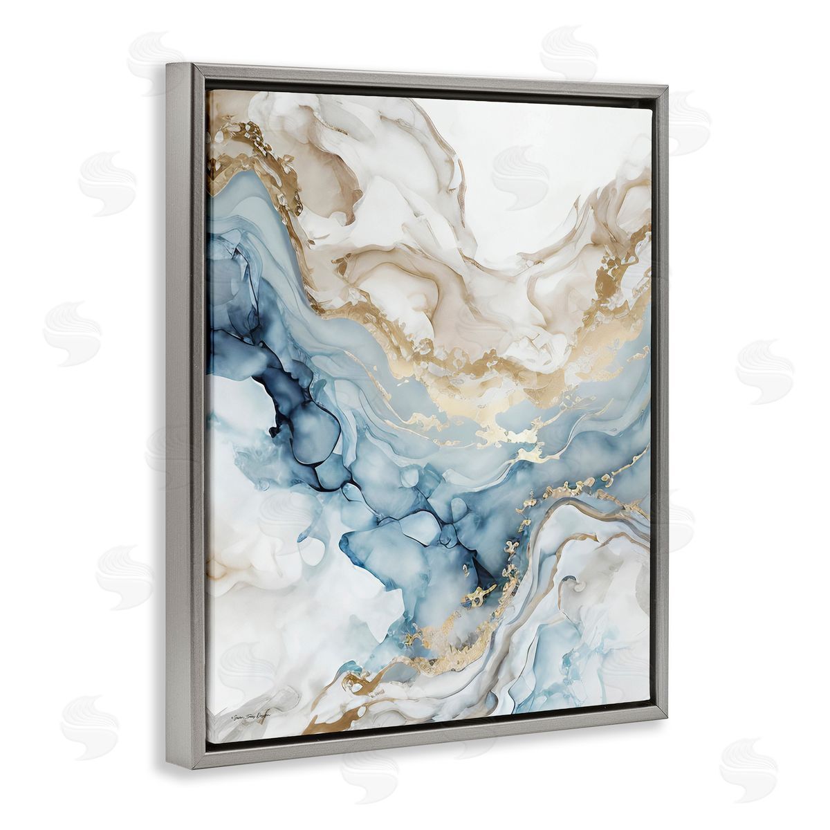 Chic Geode Pattern Grey Floating Frame Canvas Wall Art, Home Decor by Seven Trees Design