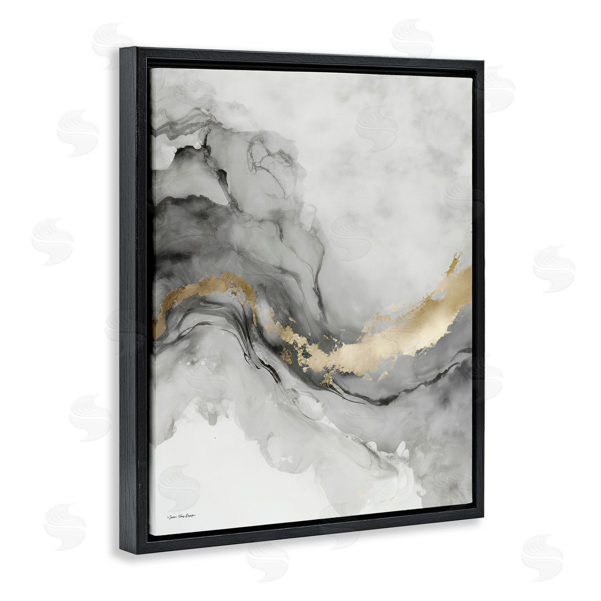 Grey and Glam Geode Black Floating Frame Canvas Wall Art, Home Decor by Seven Trees Design