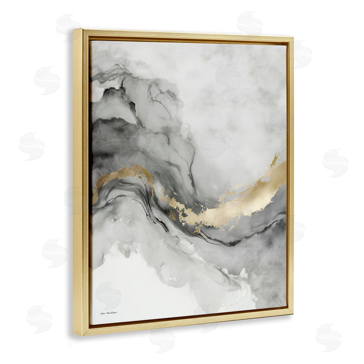 Grey and Glam Geode Gold Floating Frame Canvas Wall Art, Home Decor by Seven Trees Design