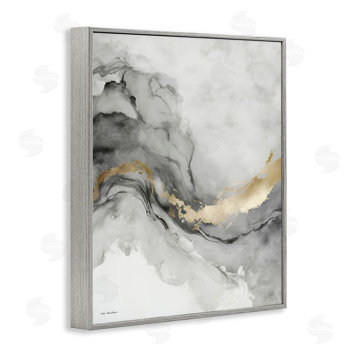 Grey and Glam Geode Grey Frame Print Wall Art, Home Decor by Seven Trees Design