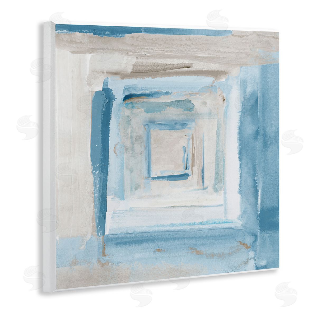 Blue Layered Squares Wood Plaque Wall Art, Home Decor by Lanie Loreth