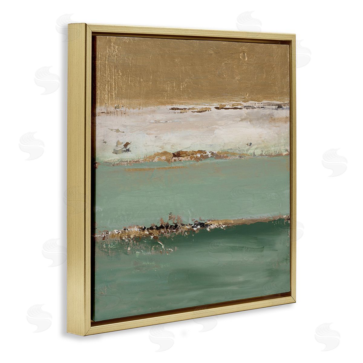 Glam Streaked Gradient Gold Floating Frame Canvas Wall Art, Home Decor by Patricia Pinto