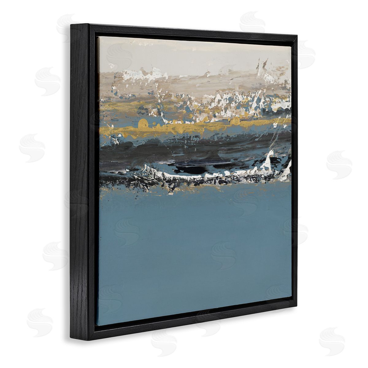 Paint Streaked Abstraction Black Floating Frame Canvas Wall Art, Home Decor by Patricia Pinto