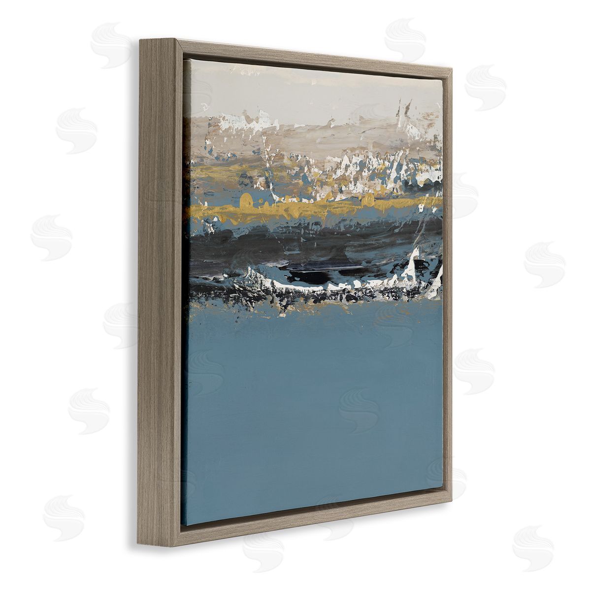 Paint Streaked Abstraction Brown Floating Frame Canvas Wall Art, Home Decor by Patricia Pinto