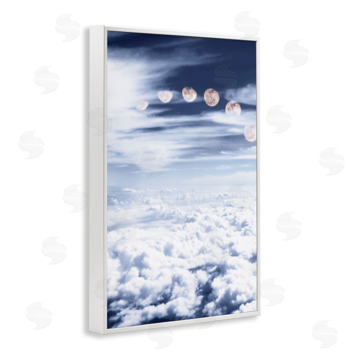 Moon Phases Over Clouds White Frame Print Wall Art, Home Decor by Sundance Group