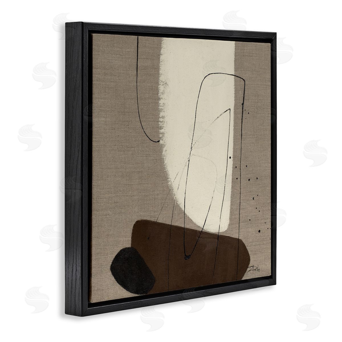 Natural Oblong Shapes Black Floating Frame Canvas Wall Art, Home Decor by Patricia Pinto