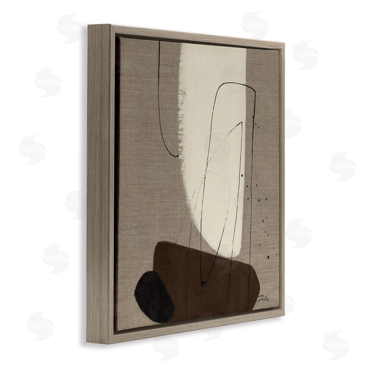 Natural Oblong Shapes Brown Floating Frame Canvas Wall Art, Home Decor by Patricia Pinto