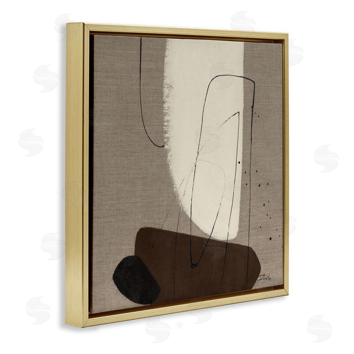 Natural Oblong Shapes Gold Floating Frame Canvas Wall Art, Home Decor by Patricia Pinto