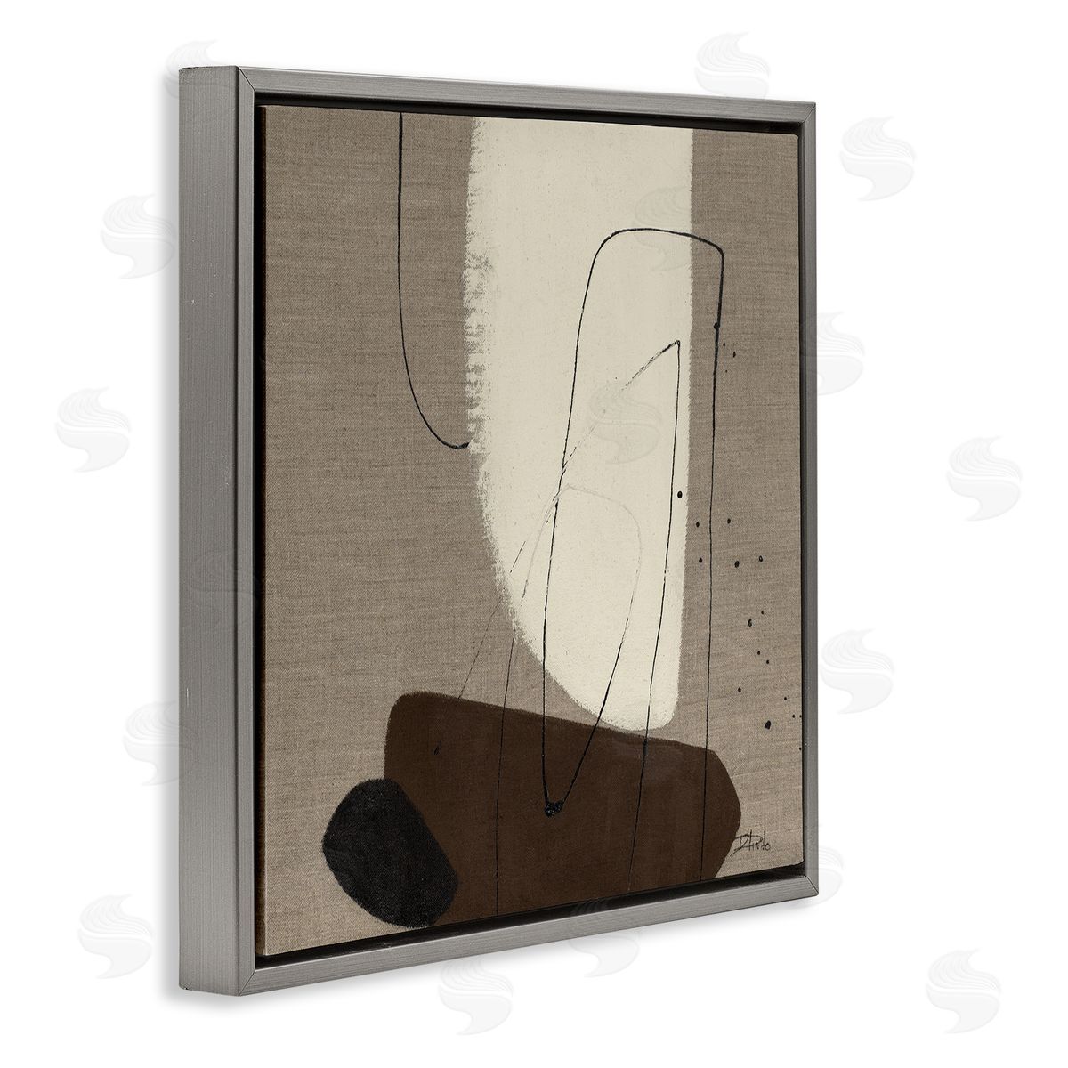 Natural Oblong Shapes Grey Floating Frame Canvas Wall Art, Home Decor by Patricia Pinto