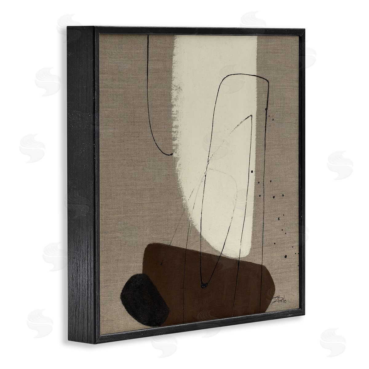 Natural Oblong Shapes Black Frame Print Wall Art, Home Decor by Patricia Pinto