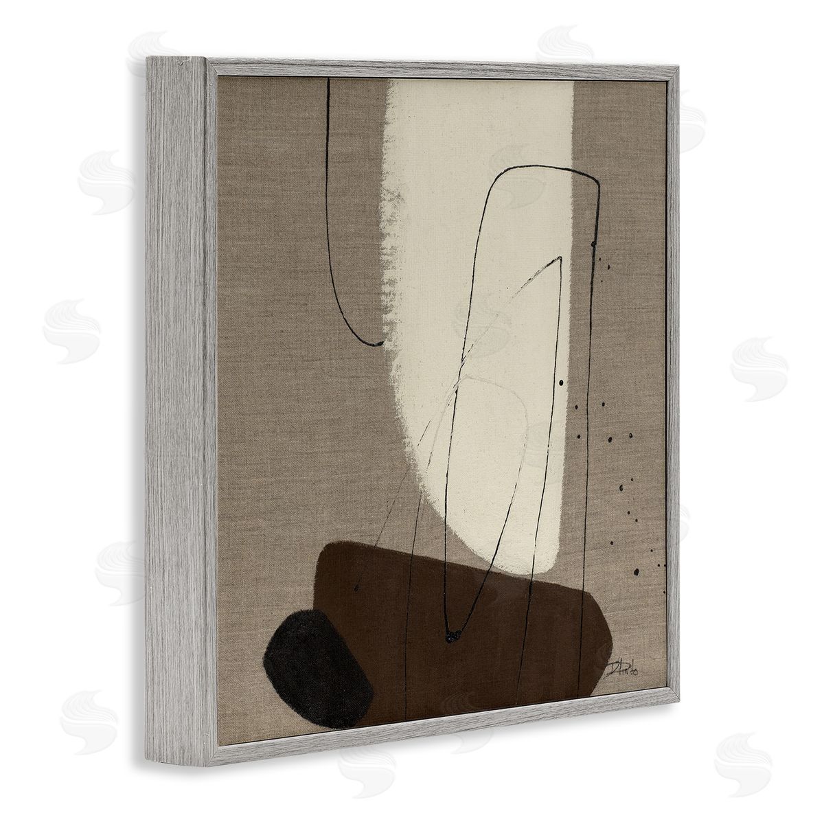 Natural Oblong Shapes Grey Frame Print Wall Art, Home Decor by Patricia Pinto