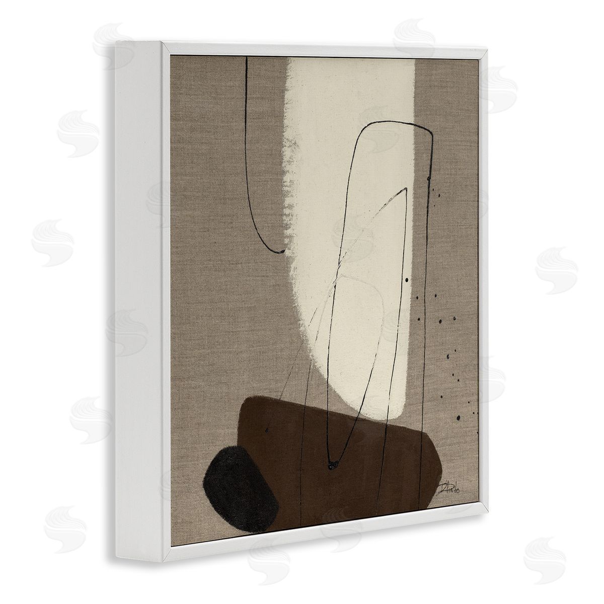Natural Oblong Shapes White Frame Print Wall Art, Home Decor by Patricia Pinto