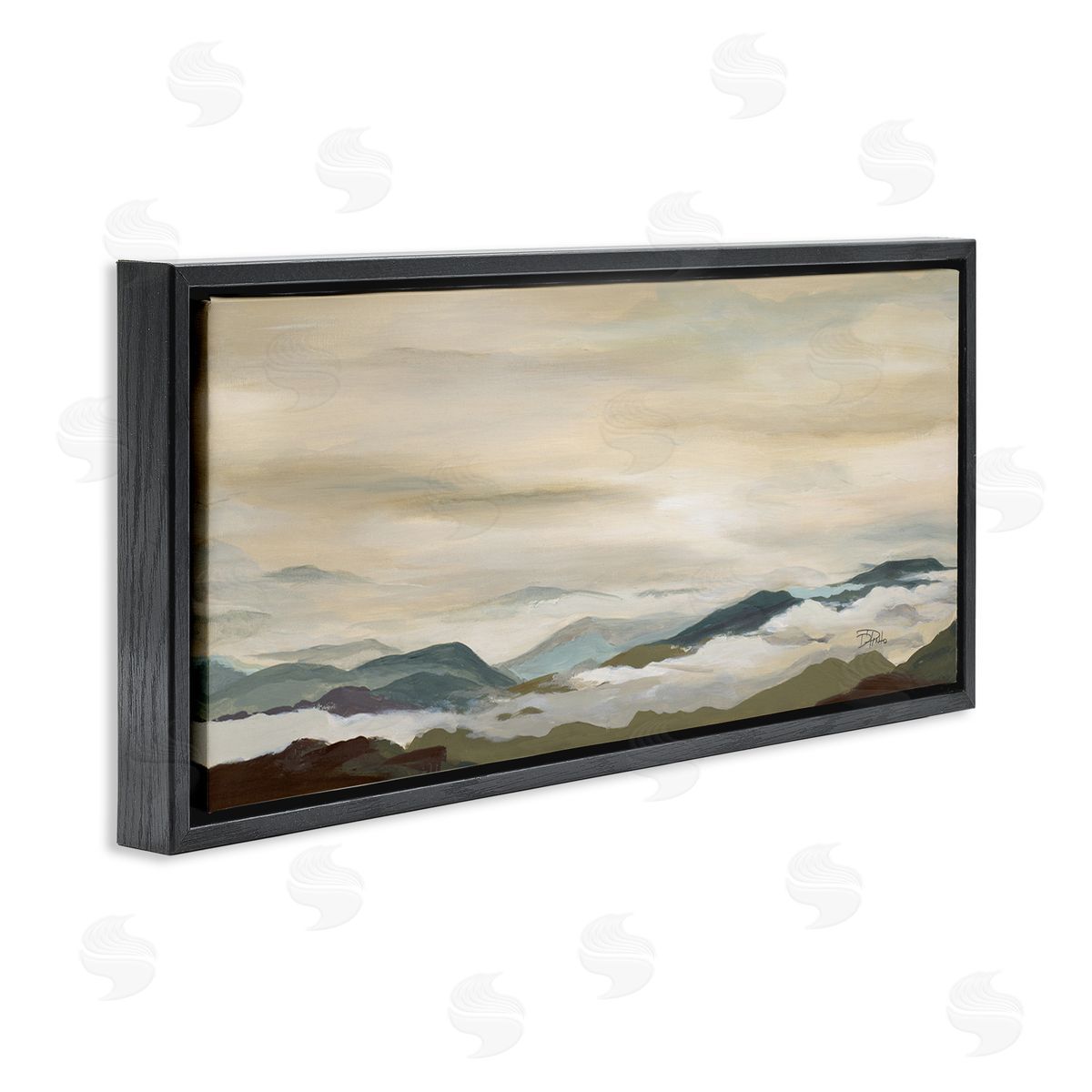 Solemn Mountains Peeking Black Floating Frame Canvas Wall Art, Home Decor by Patricia Pinto