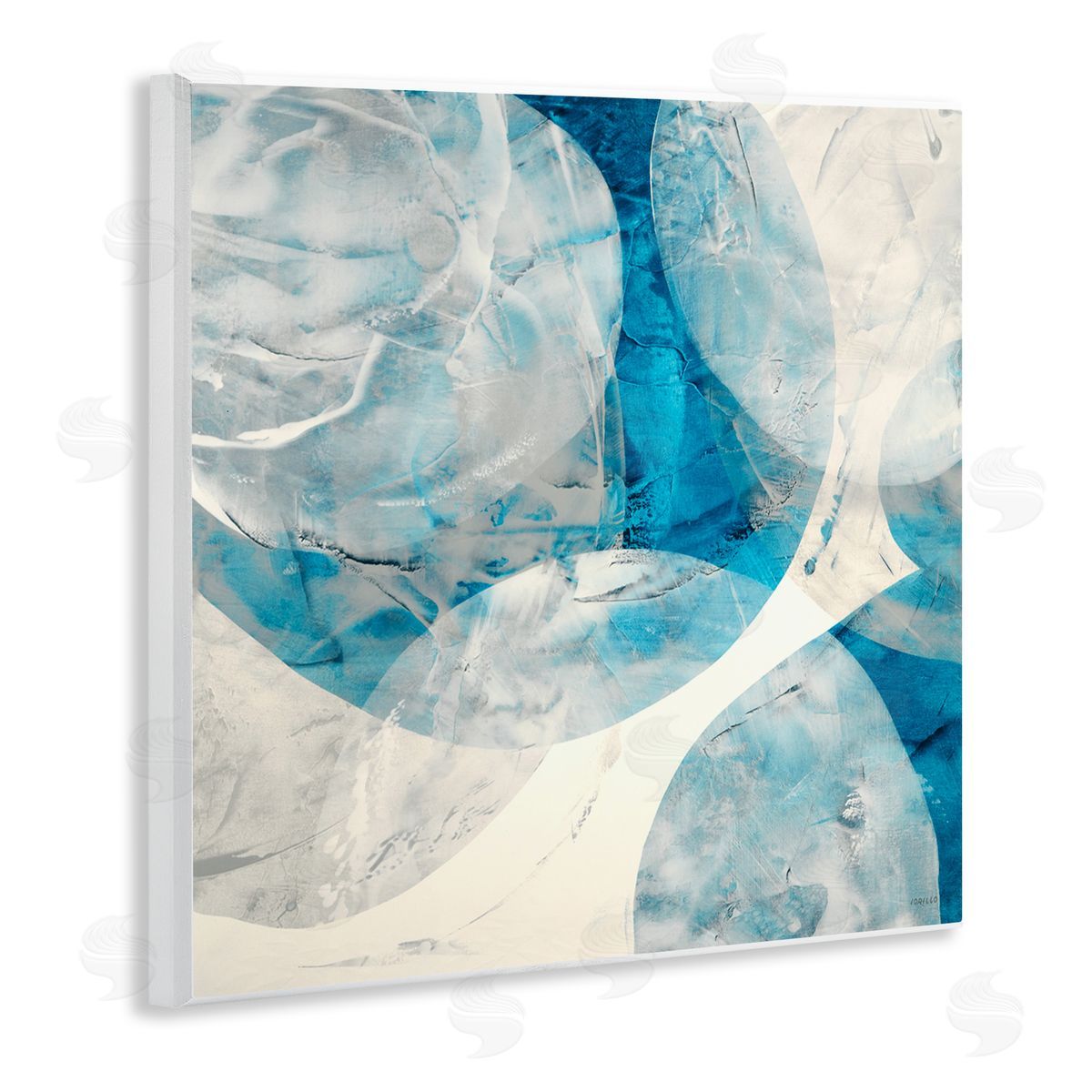 Layered Blue Spheres Wood Plaque Wall Art, Home Decor by Jeff Iorillo