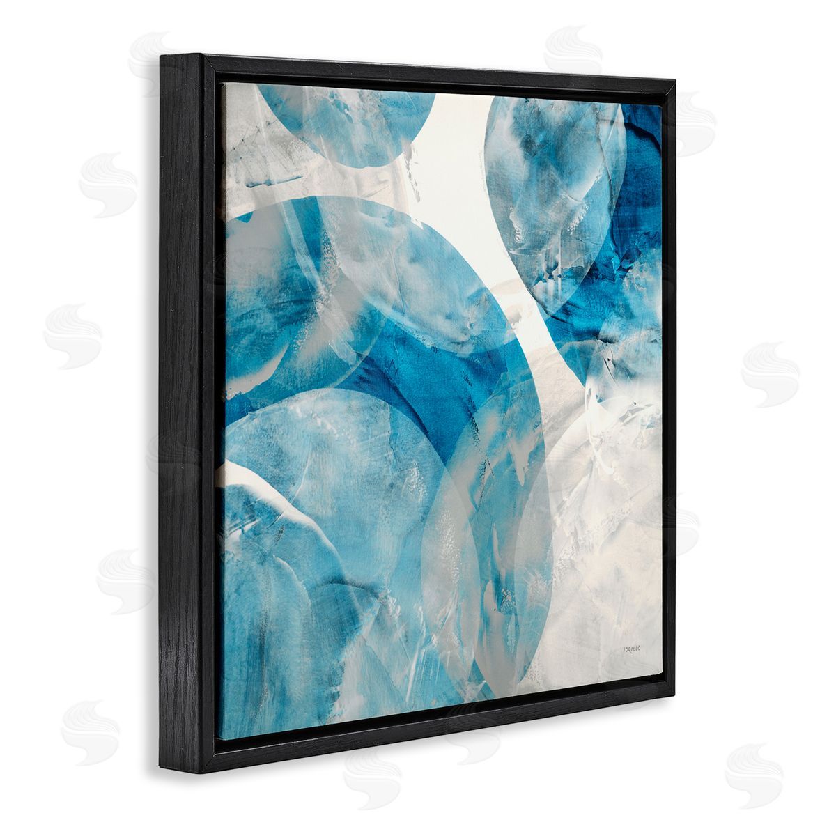 Opaque Blue Spheres Black Floating Frame Canvas Wall Art, Home Decor by Jeff Iorillo