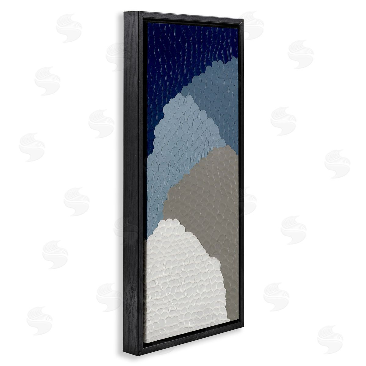 Cascading Shapes Abstract Black Floating Frame Canvas Wall Art, Home Decor by Ben Schneider