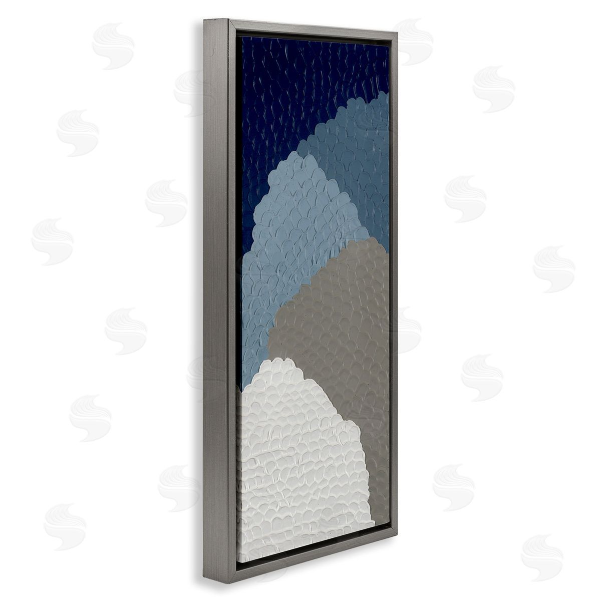 Cascading Shapes Abstract Grey Floating Frame Canvas Wall Art, Home Decor by Ben Schneider
