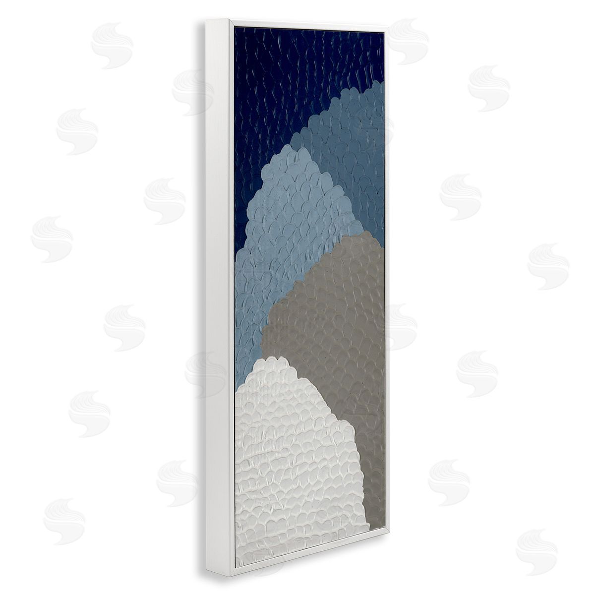 Cascading Shapes Abstract White Frame Print Wall Art, Home Decor by Ben Schneider