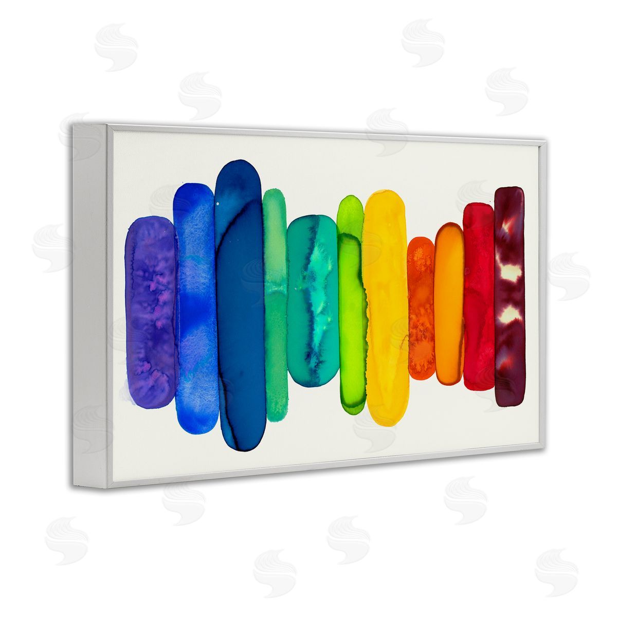 Rainbow Ombre Shapes White Frame Print Wall Art, Home Decor by Laura Van Horne