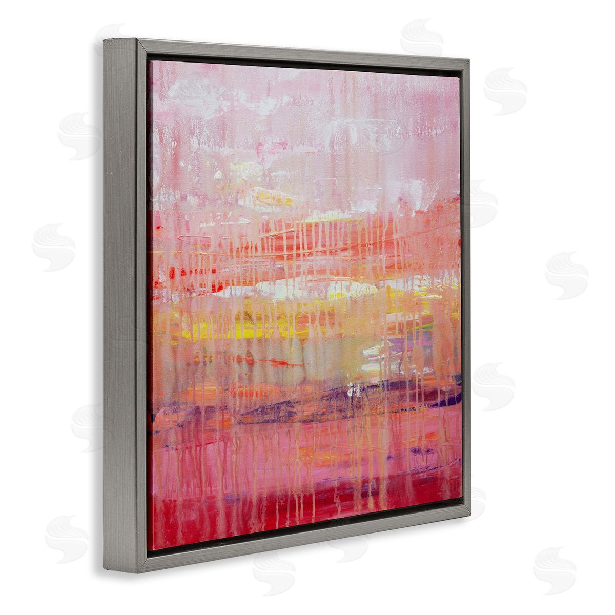 Hilary Winfield Dripping Paint on Pink Gray Floating Frame Canvas Wall Art Print