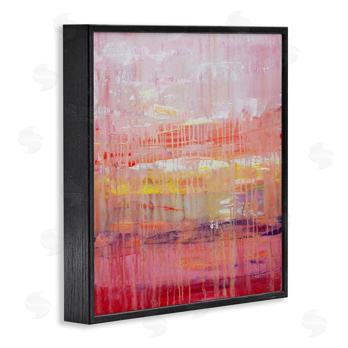 Hilary Winfield Dripping Paint on Pink Black Framed Giclee Wall Art Print