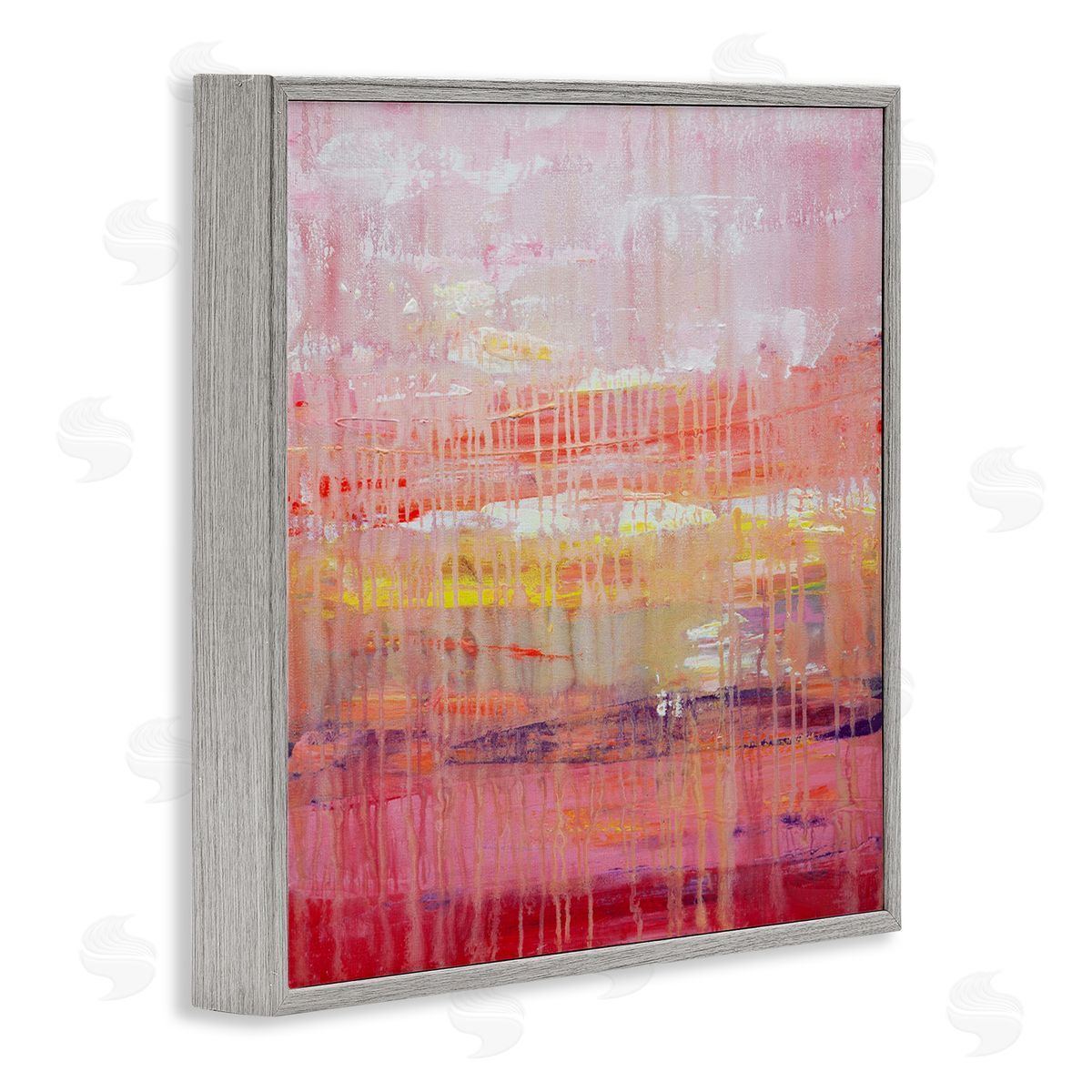 Hilary Winfield Dripping Paint on Pink Gray Framed Giclee Wall Art Print