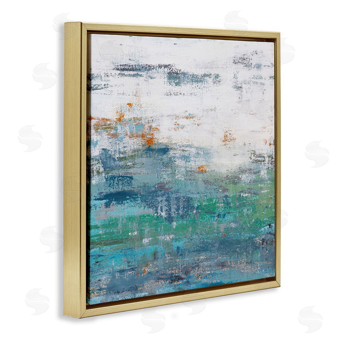 Hilary Winfield Distressed Paint Gradient Gold Floating Frame Canvas Wall Art Print