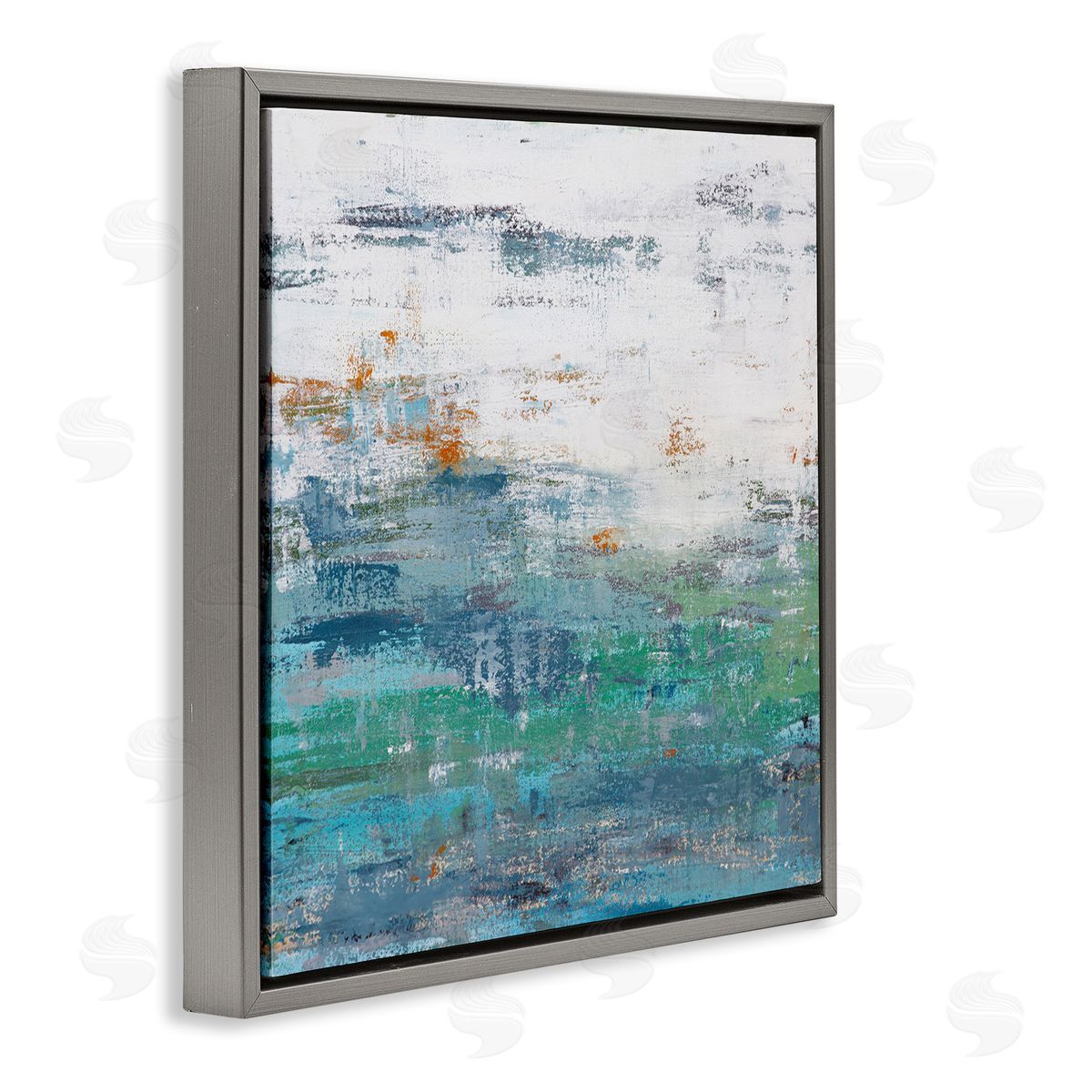 Hilary Winfield Distressed Paint Gradient Gray Floating Frame Canvas Wall Art Print