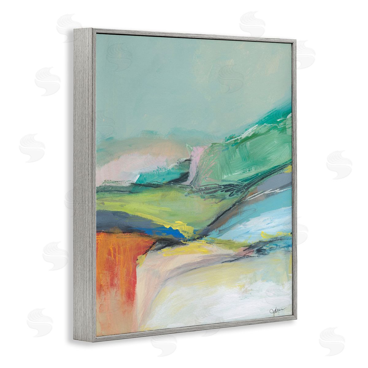 Abstract Modern Landscape Grey Frame Print Wall Art, Home Decor by Jan Weiss