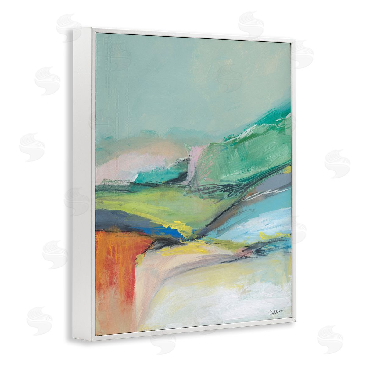 Abstract Modern Landscape White Frame Print Wall Art, Home Decor by Jan Weiss