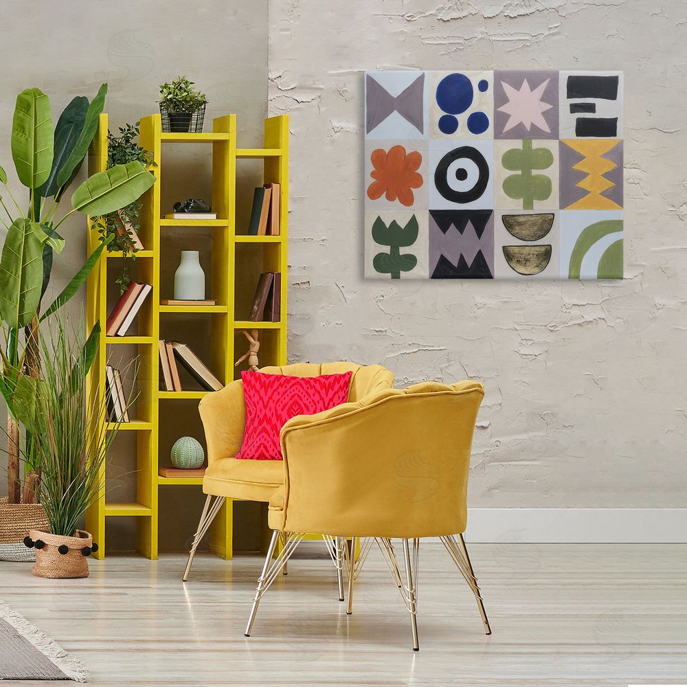 Michael Willett Contemporary Tulips & Shapes Canvas Wall Art Print in Room