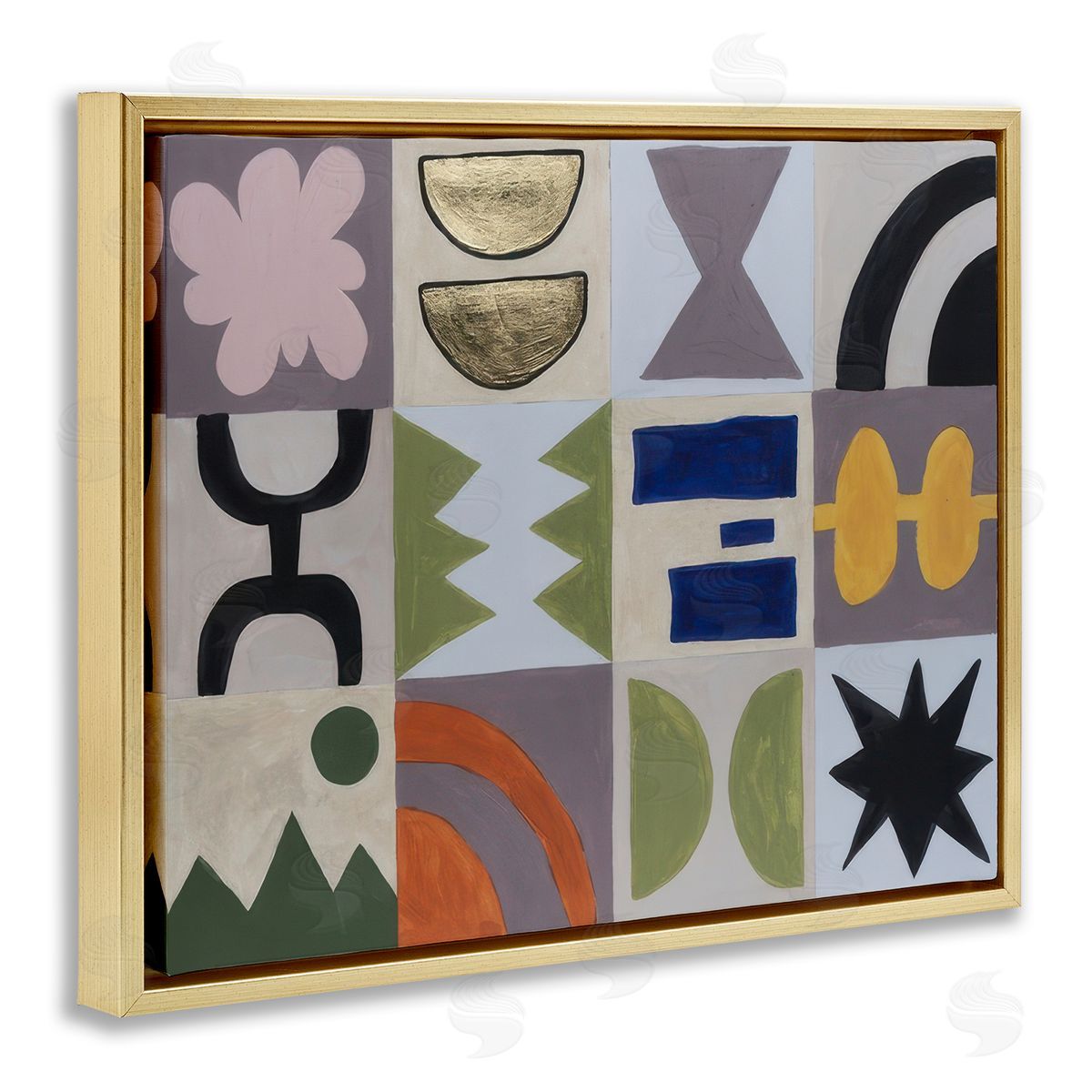 Michael Willett Contemporary Nature Patterns Gold Floating Frame Canvas Wall Art Print