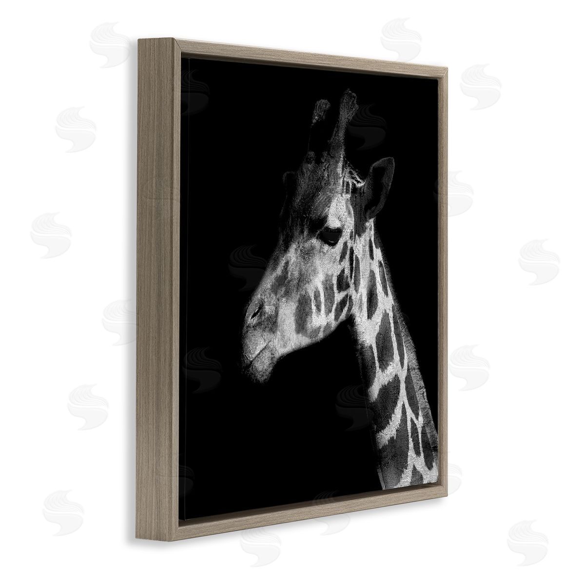 Patricia Pinto Jungle Giraffe Portrait Brown Floating Frame Canvas Wall Art Print