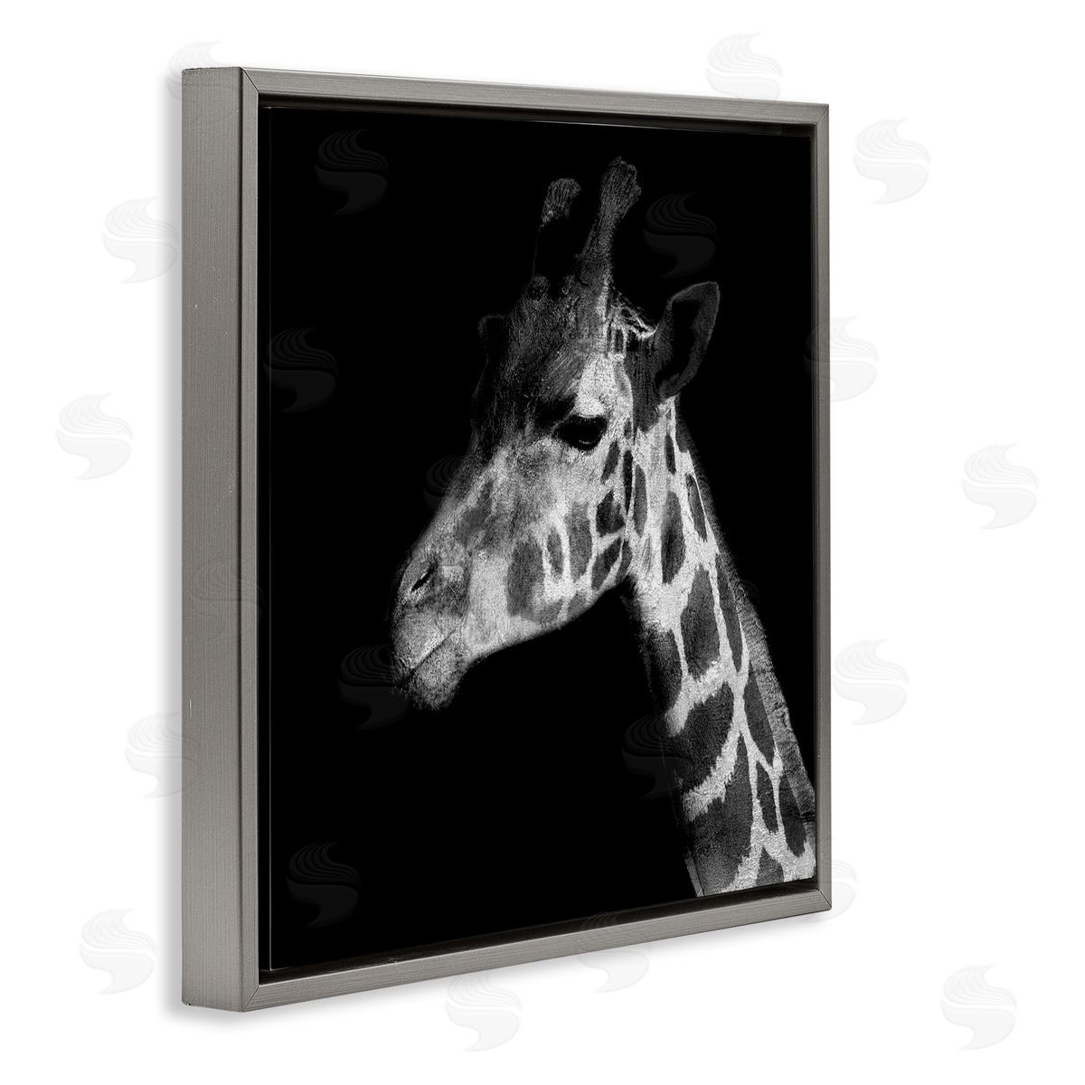 Patricia Pinto Jungle Giraffe Portrait Gray Floating Frame Canvas Wall Art Print