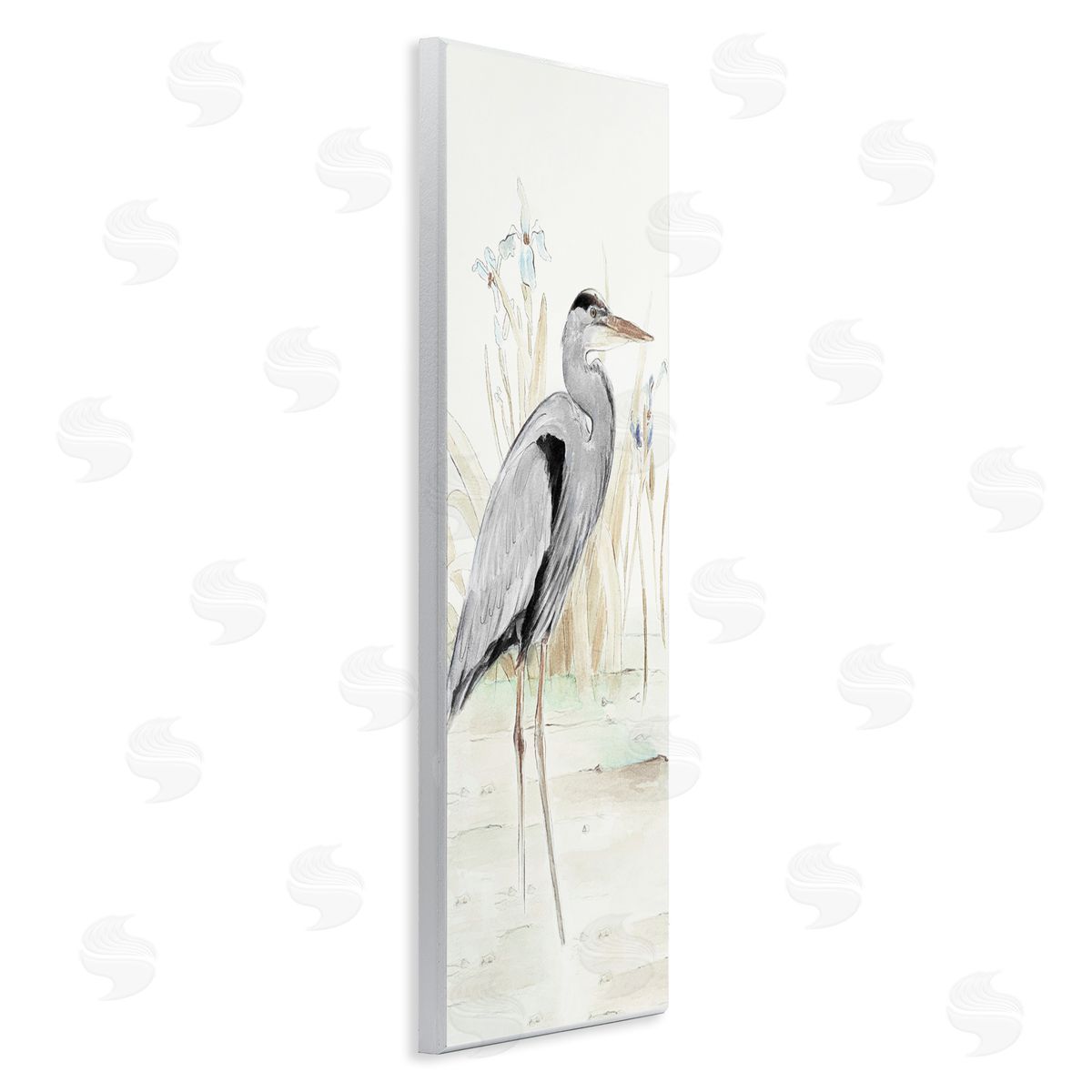 Heron in Lake Drawing Wood Plaque Wall Art, Home Decor by Lanie Loreth