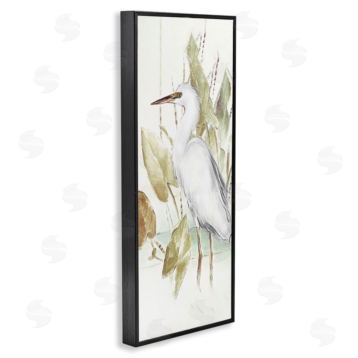 Egret in Lake Drawing Black Frame Print Wall Art, Home Decor by Lanie Loreth