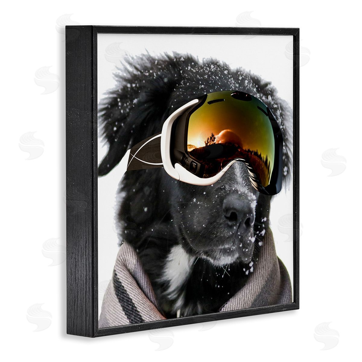 Snowboarder Dog with Goggles Black Frame Print Wall Art, Home Decor by Sd Graphics Studio