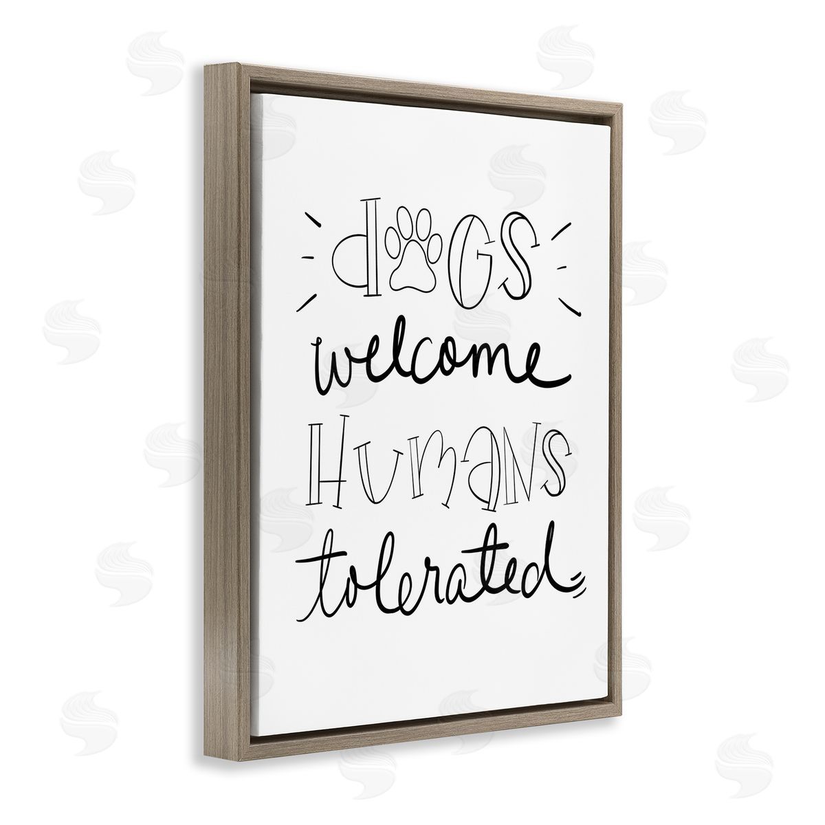 Dogs Welcome Humans Tolerated Brown Floating Frame Canvas Wall Art, Home Decor by Sd Graphics Studio