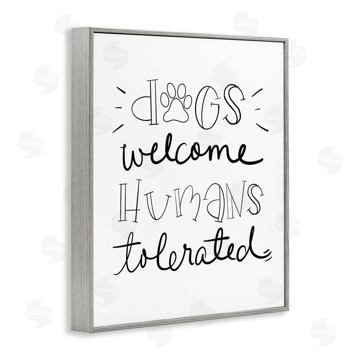 Dogs Welcome Humans Tolerated Grey Frame Print Wall Art, Home Decor by Sd Graphics Studio