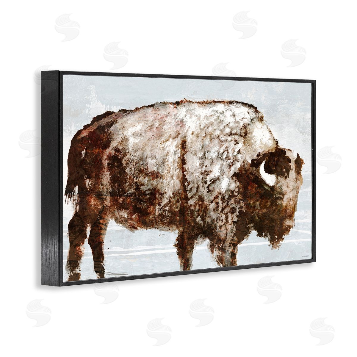 Abstract Buffalo Impression Black Frame Print Wall Art, Home Decor by Dan Meneely