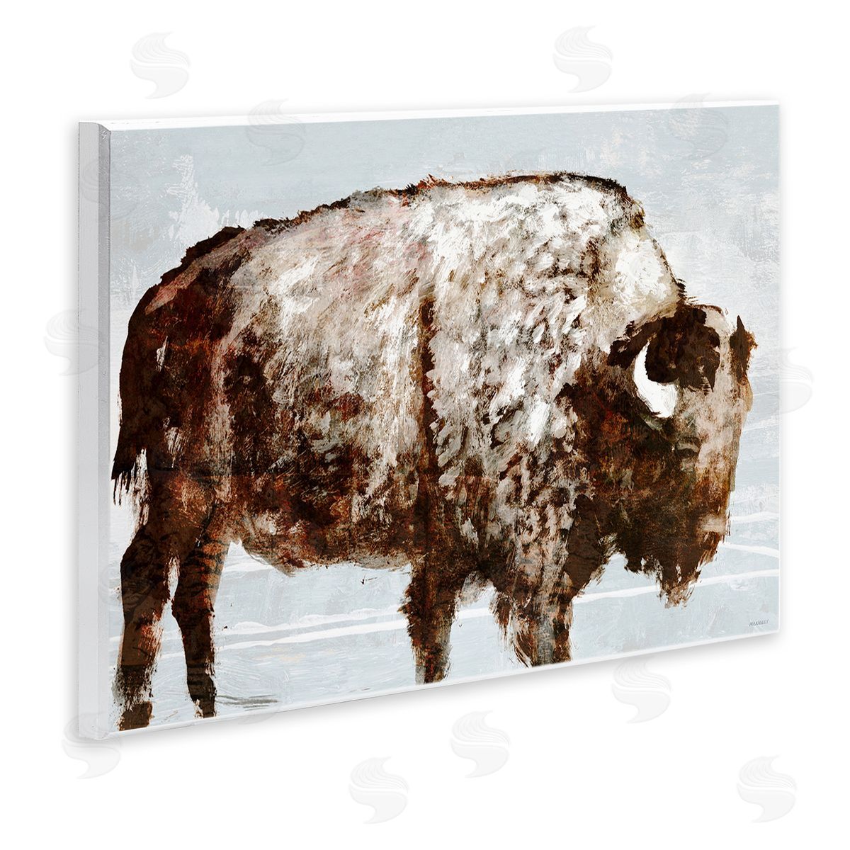 Abstract Buffalo Impression Wood Plaque Wall Art, Home Decor by Dan Meneely