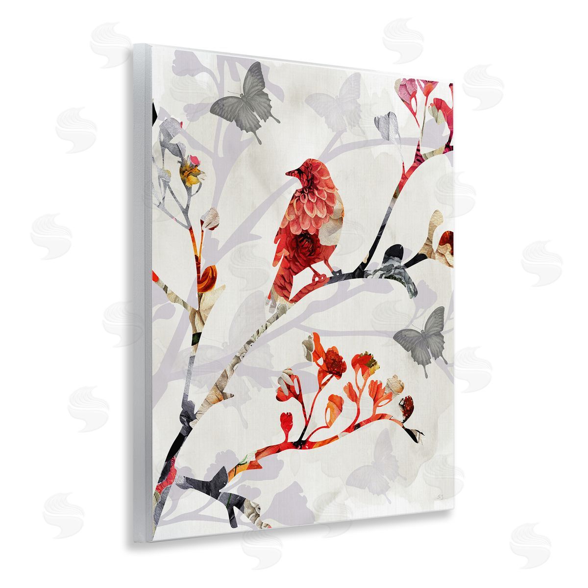 Susan Jill Patterned Birds on Branches Wooden Wall Plaque Art Print