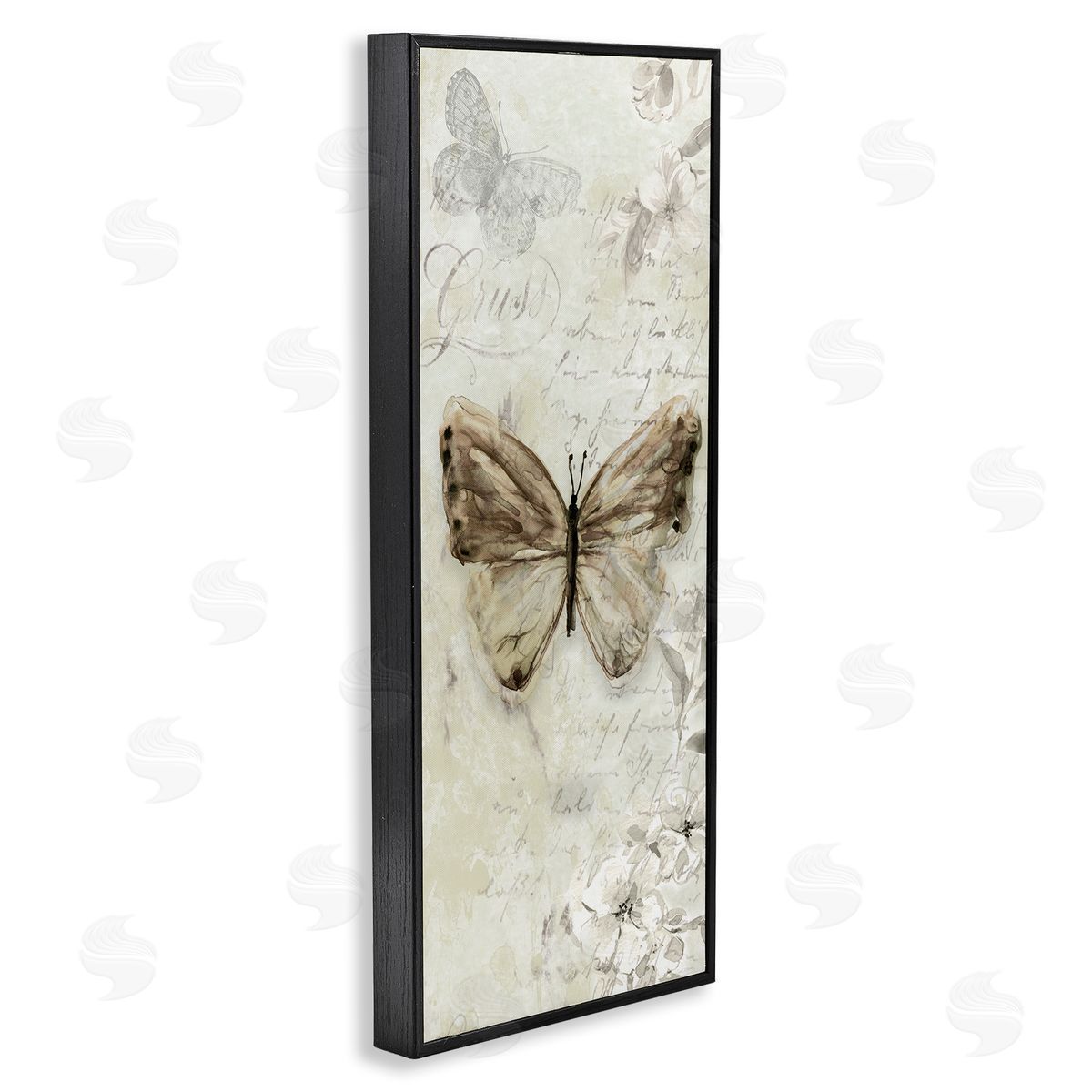 Vintage Patterned Butterfly Black Frame Print Wall Art, Home Decor by Carol Robinson