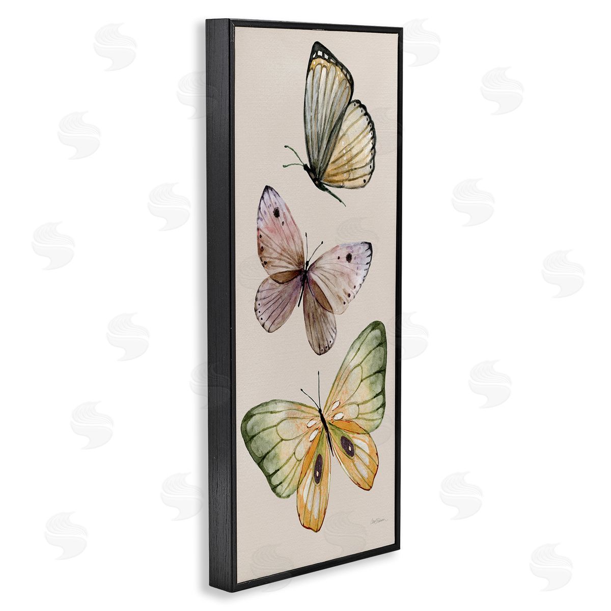 Fluttering Butterfly Trio Black Frame Print Wall Art, Home Decor by Carol Robinson