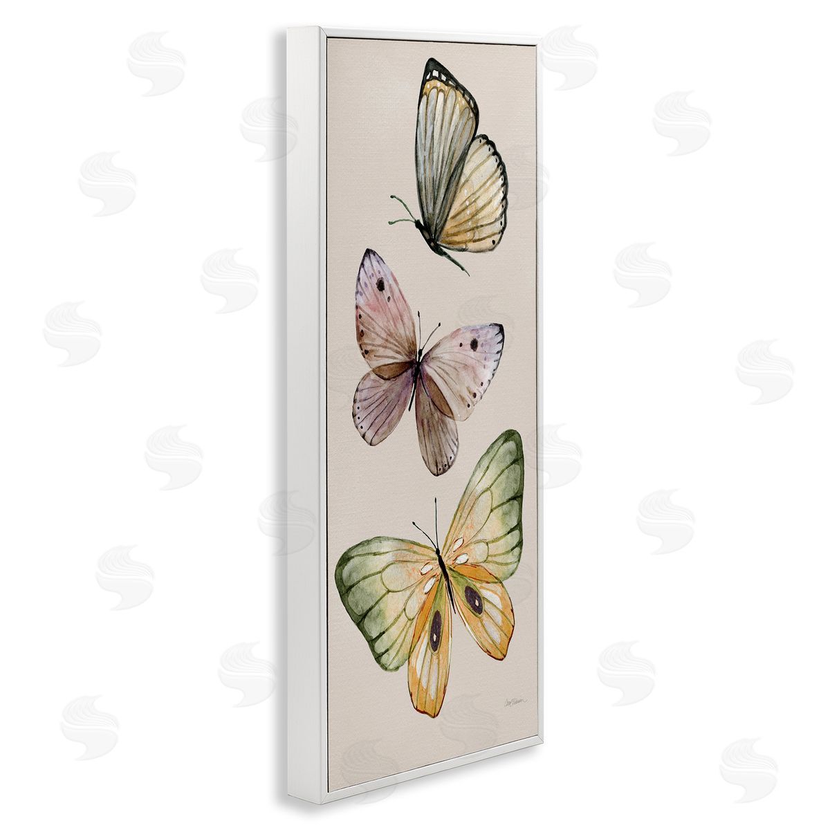 Fluttering Butterfly Trio White Frame Print Wall Art, Home Decor by Carol Robinson