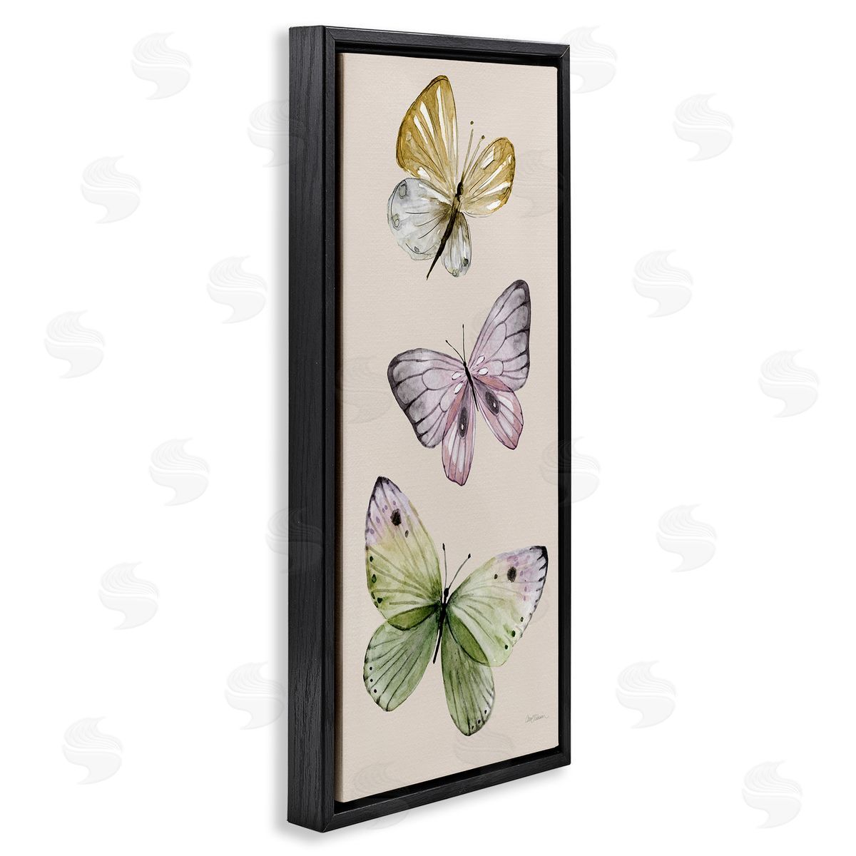 Three Timeless Butterflies Black Floating Frame Canvas Wall Art, Home Decor by Carol Robinson