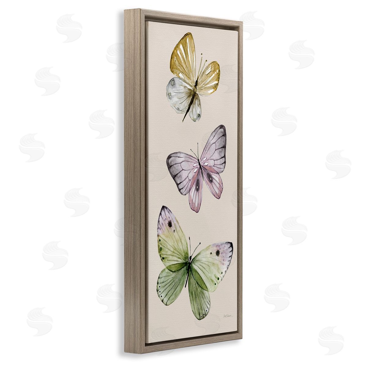 Three Timeless Butterflies Brown Floating Frame Canvas Wall Art, Home Decor by Carol Robinson