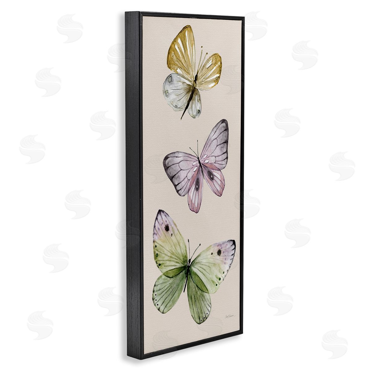 Three Timeless Butterflies Black Frame Print Wall Art, Home Decor by Carol Robinson